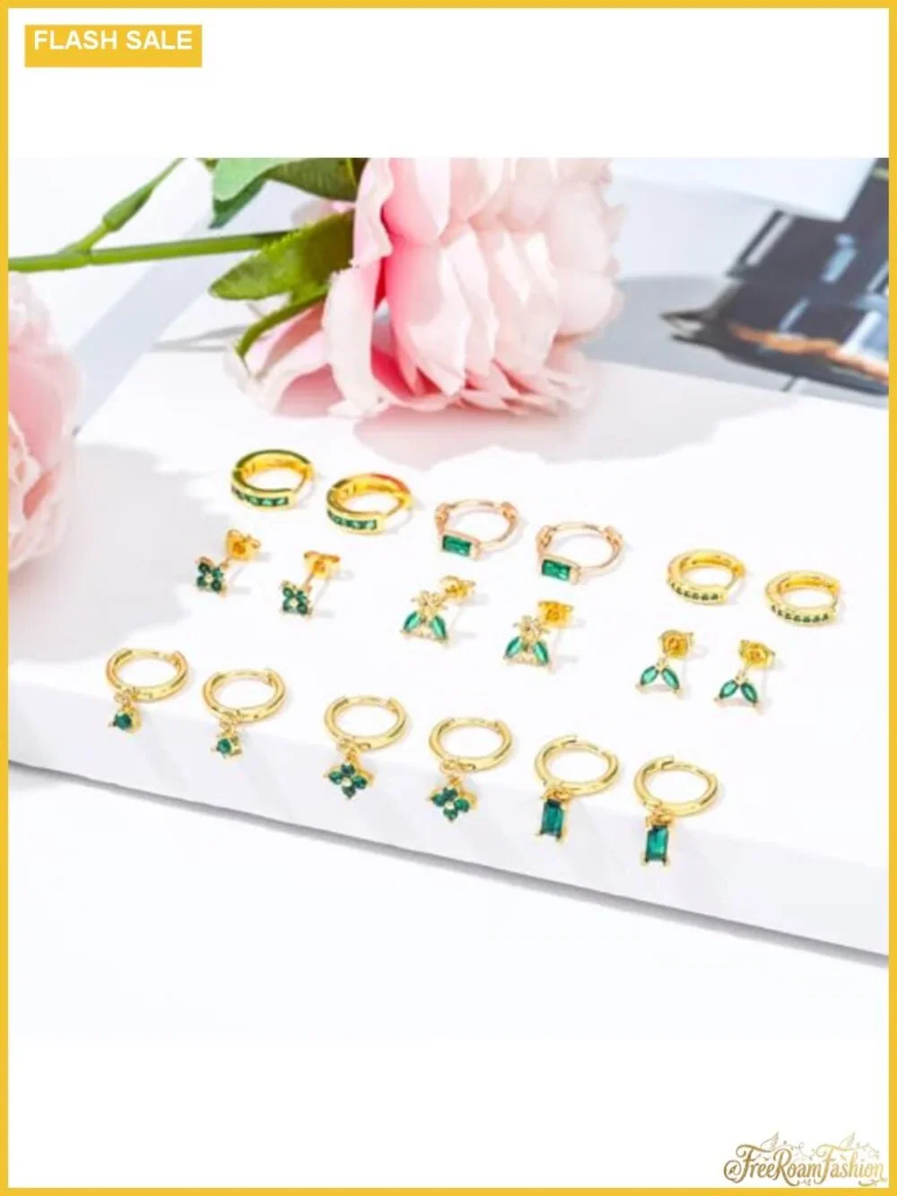 15 Pair Gold Plated Stud Hoop Earrings Set Hypoallergenic Stainless Steel